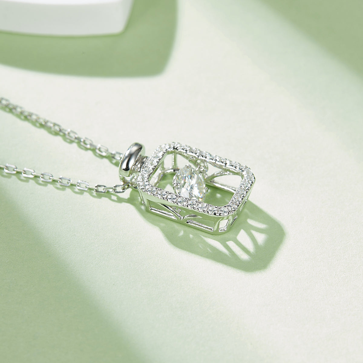 0.5 CT D Color Dancing Perfume Bottle Moissanite Necklace in White Gold Plated Sterling Silver#4