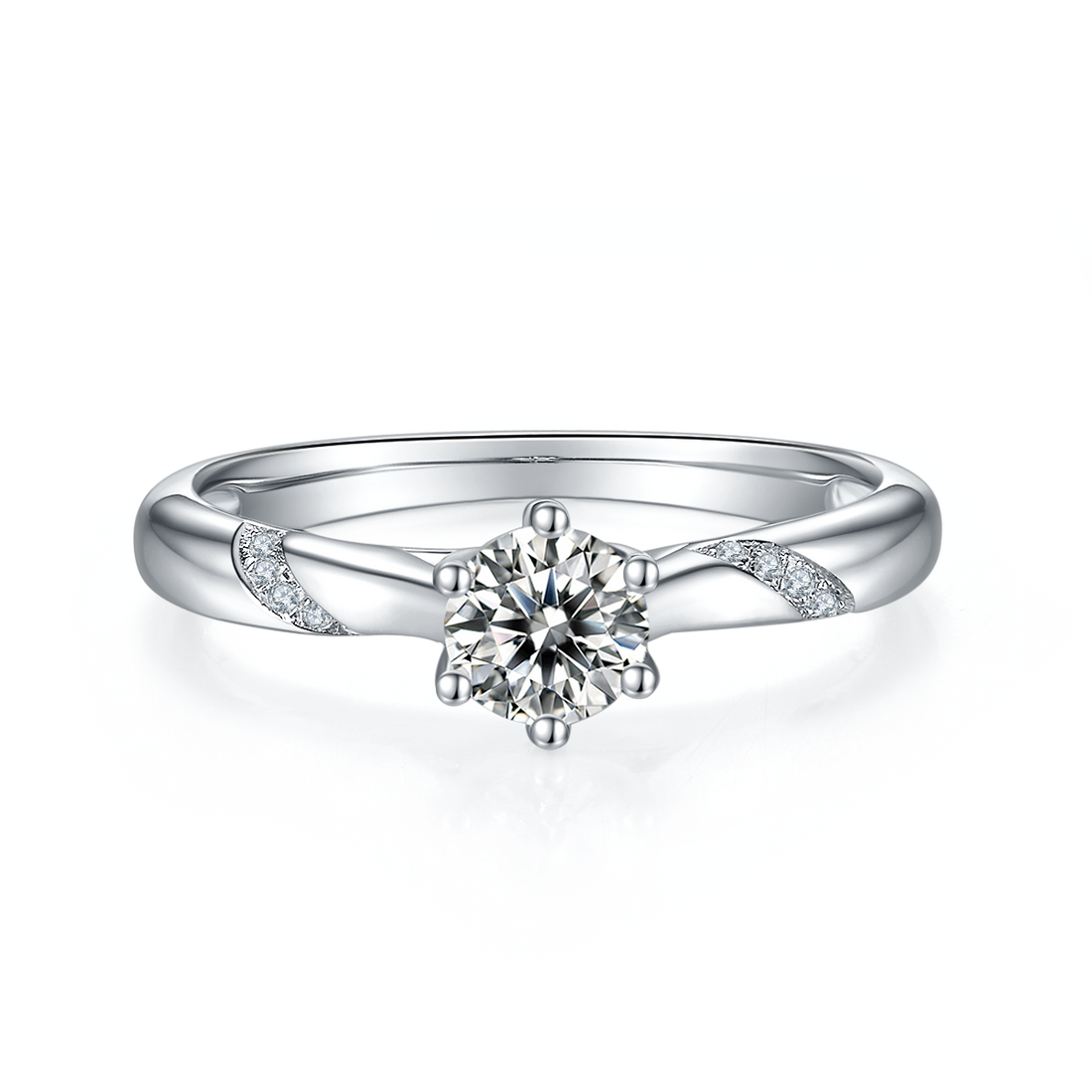 0.5 CT D Color Moissanite Pave Ethereal Ring in White Gold Plated Sterling Silver#5