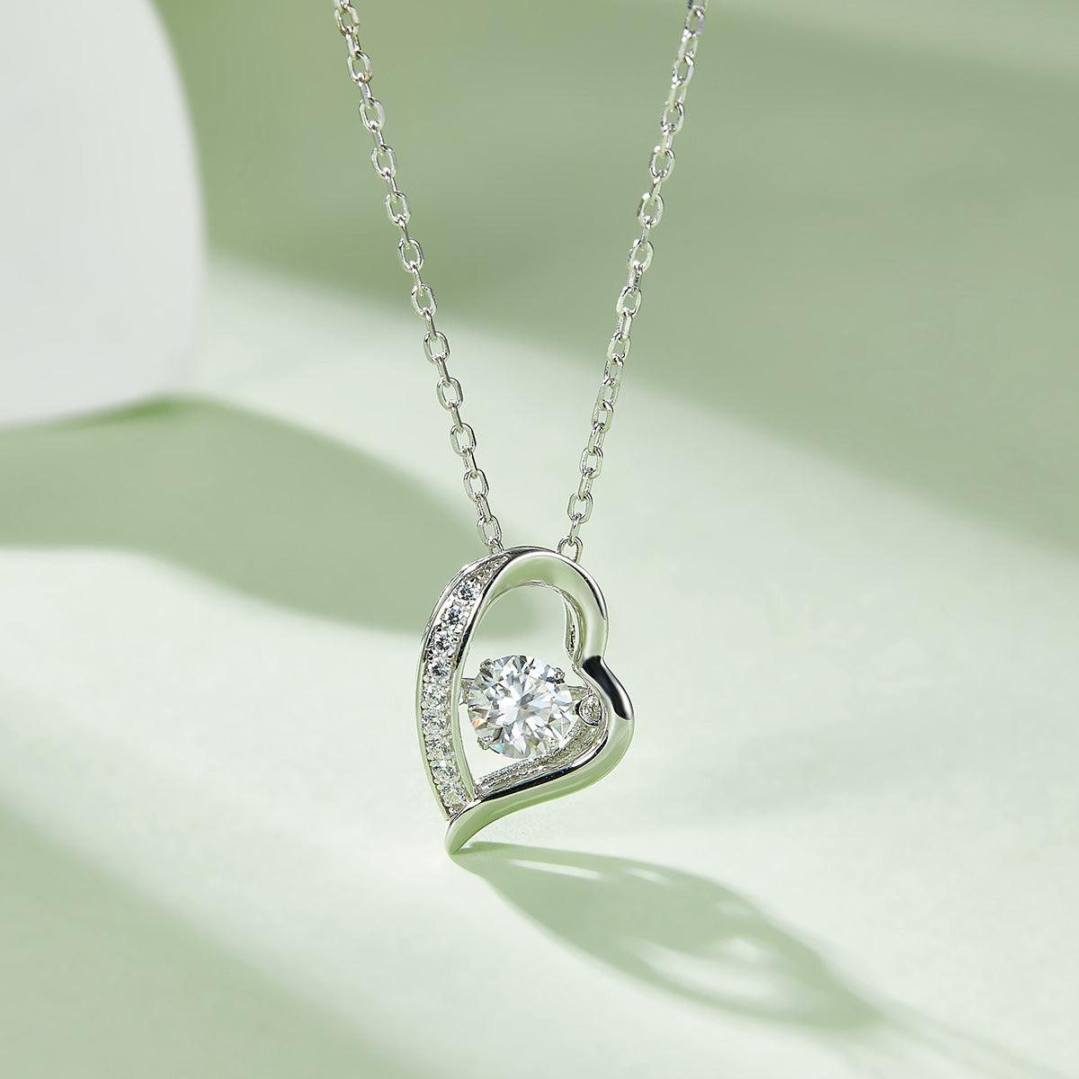 0.5 CT D Color Dancing Romance Moissanite Necklace in White Gold Plated Sterling Silver#3