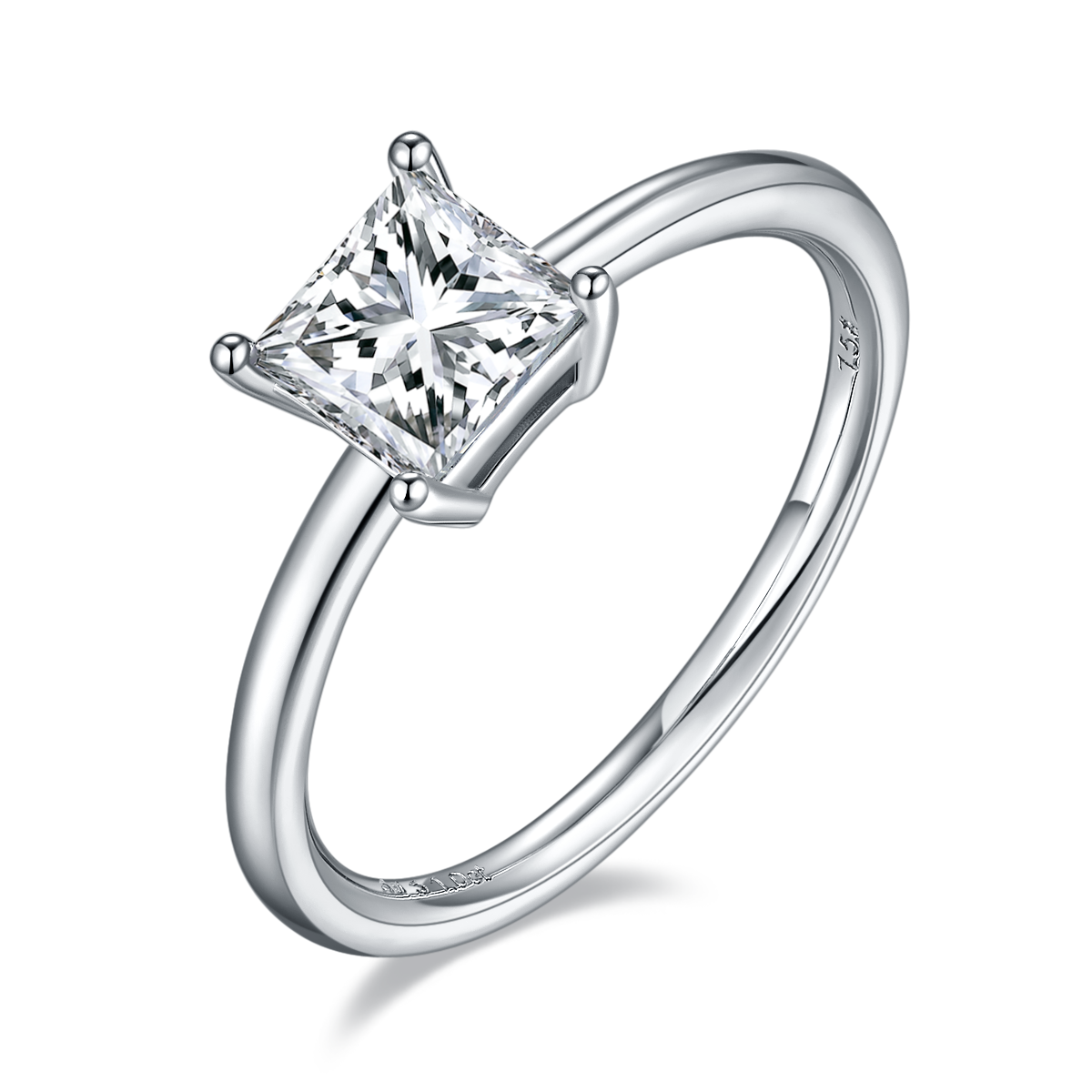 1.0 CT D Color Princess Cut Moissanite Classic Ring in White Gold Plated Sterling Silver#6