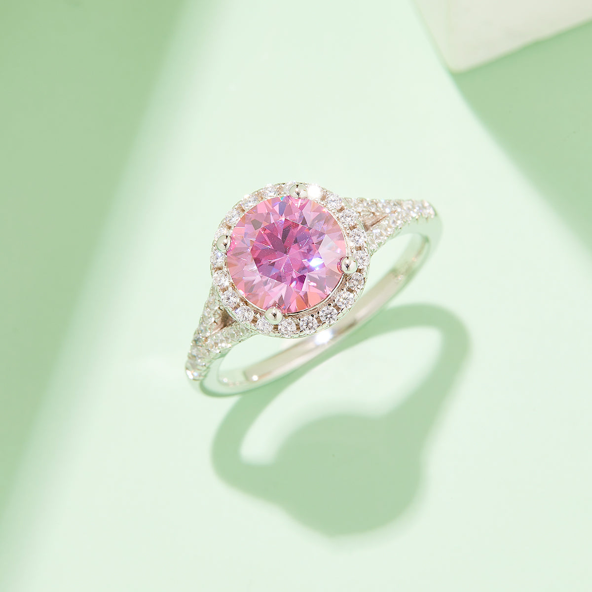 2.0 CT D Color Bezel Set Moissanite Split Shank Ring in White Gold Plated Sterling Silver#8