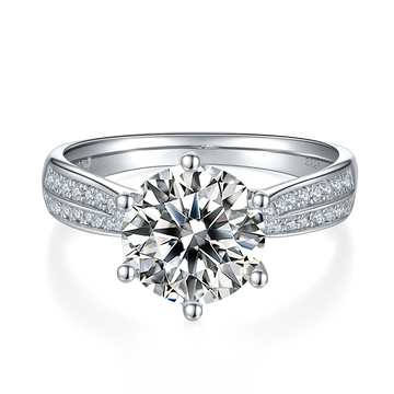 3.0 CT D Color Moissanite Star Queen Custom Ring in White Gold Plated Sterling Silver#5