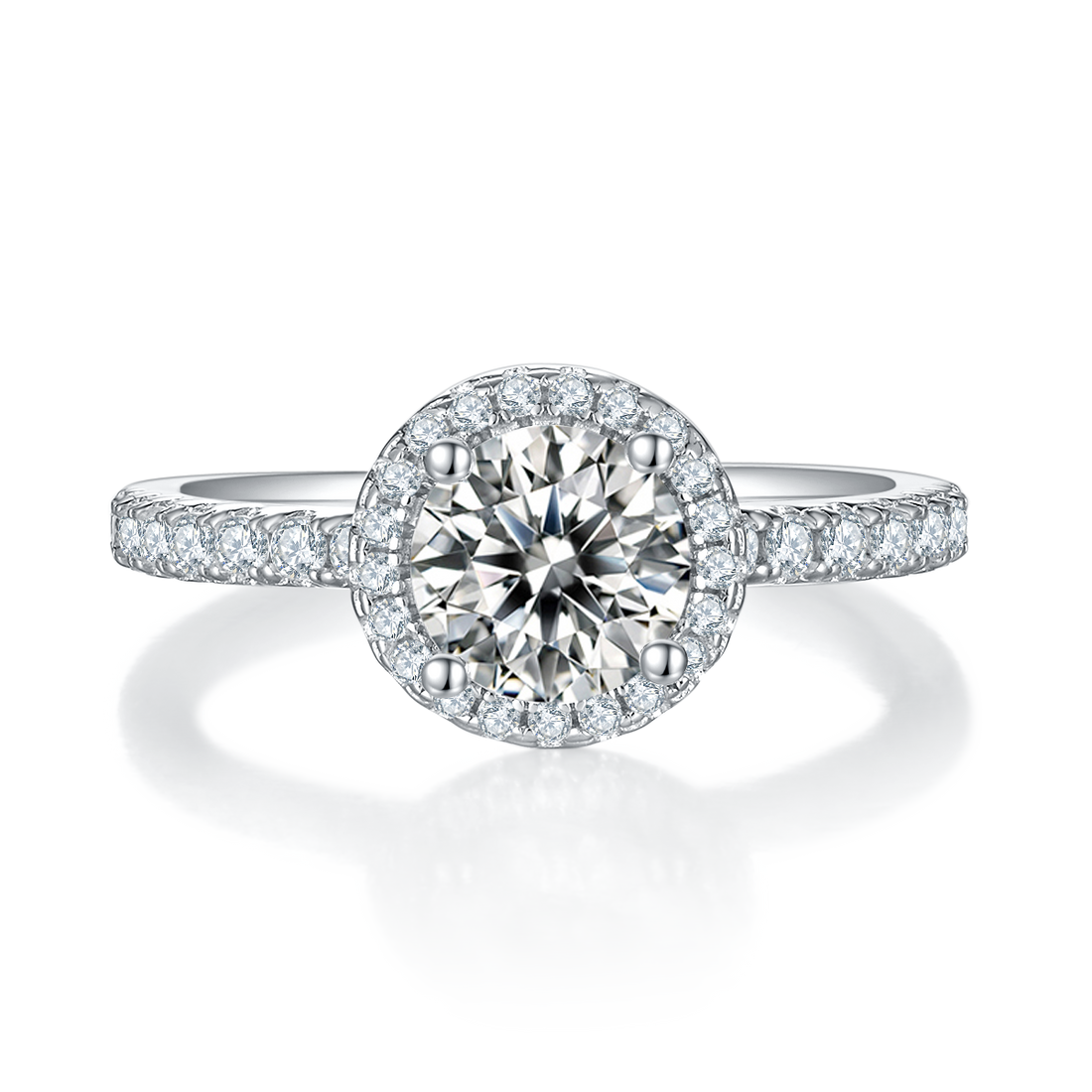 1.0 CT D Color Round Cut Moissanite Dainty Ring in White Gold Plated Sterling Silver#2