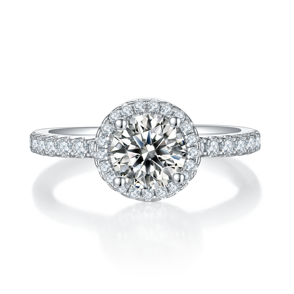 1.0 CT D Color Round Cut Moissanite Dainty Ring in White Gold Plated Sterling Silver#2