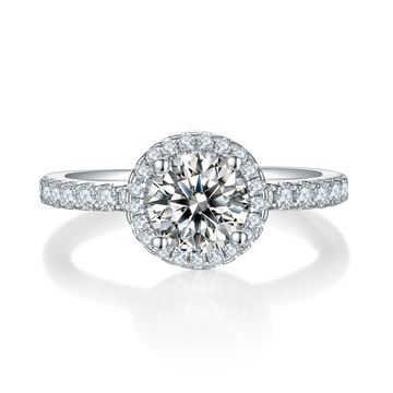 1.0 CT D Color Round Cut Moissanite Dainty Ring in White Gold Plated Sterling Silver#2