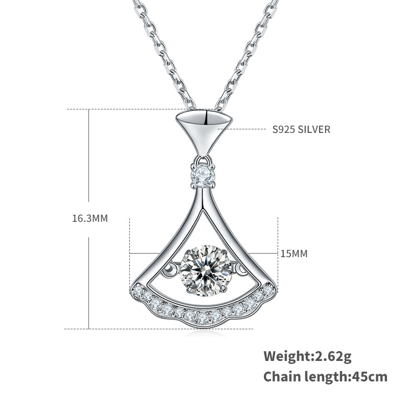 0.5 CT D Color Dancing Skirt Moissanite Necklace in White Gold Plated Sterling Silver#1