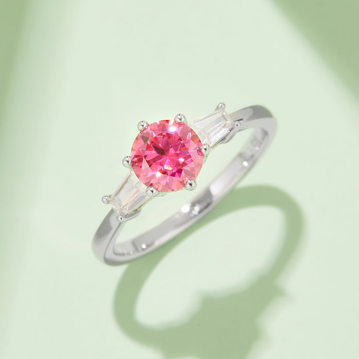 1.0 CT D Color Moissanite Classic Luxury Ring in White Gold Plated Sterling Silver#8