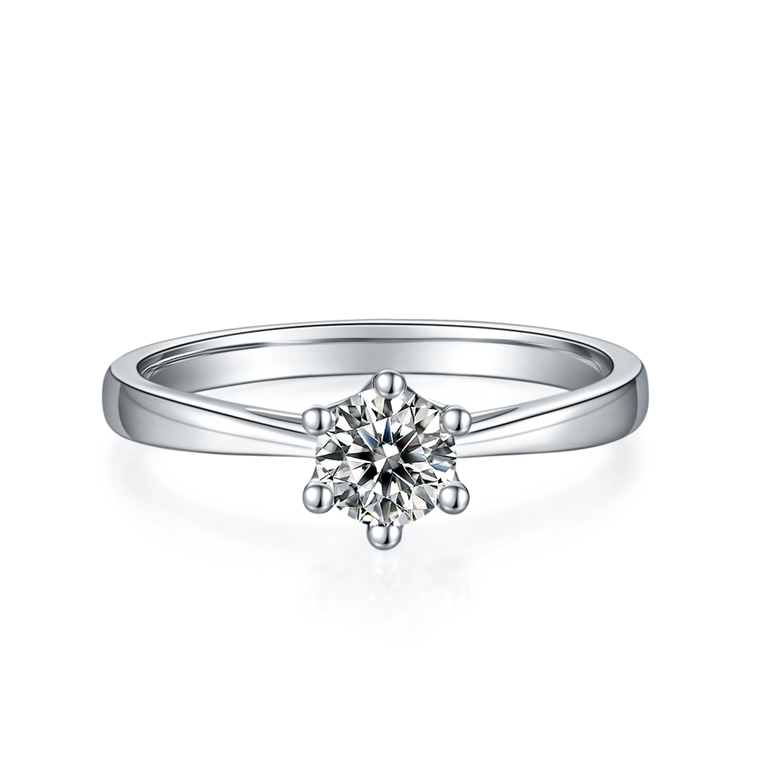 0.5 CT D Color Moissanite Crown Straight Shank Ring in White Gold Plated Sterling Silver#5