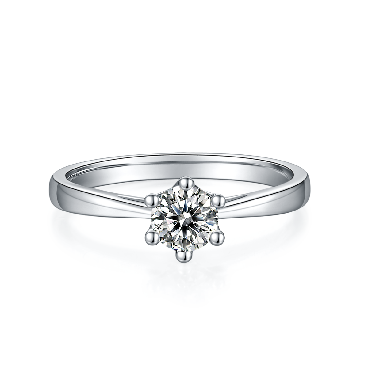 0.5 CT D Color Moissanite Crown Straight Shank Ring in White Gold Plated Sterling Silver#5