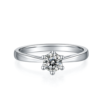 0.5 CT D Color Moissanite Crown Straight Shank Ring in White Gold Plated Sterling Silver#5