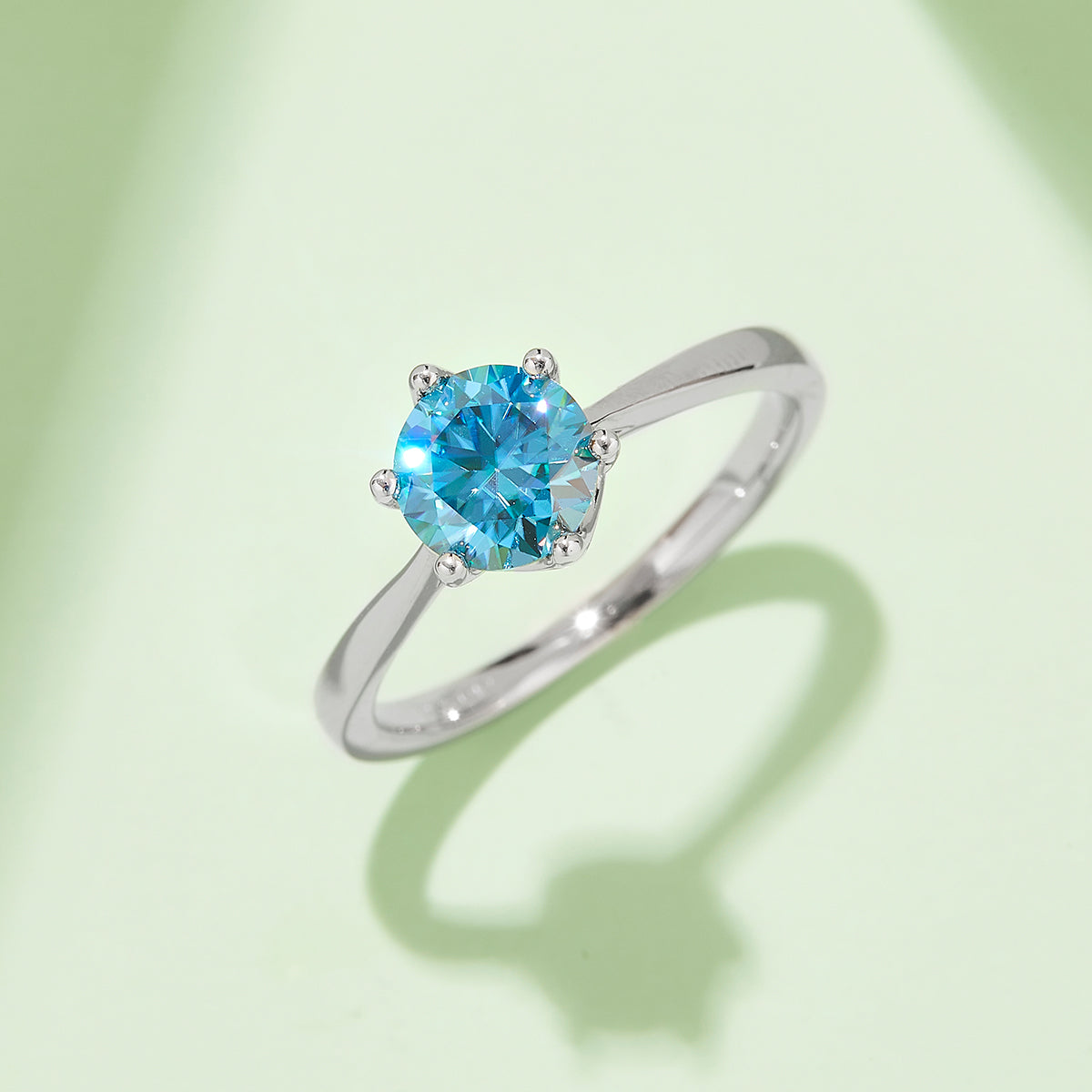 1.0 CT D Color Moissanite Modern 6-Prong Straight Shank Ring in White Gold Plated Sterling Silver#10