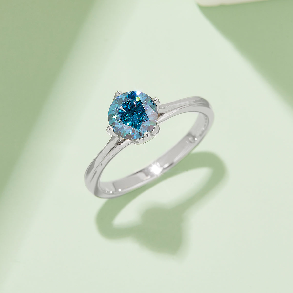1.0 CT D Color Moissanite Lotus Straight Shank Ring in White Gold Plated Sterling Silver#10