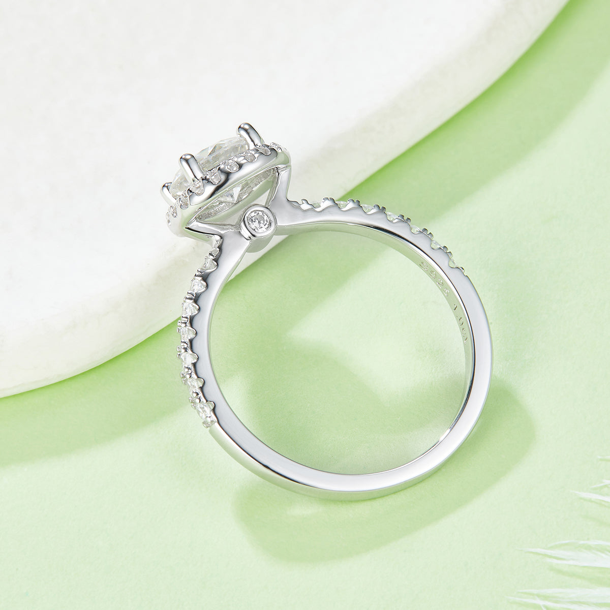 1.0 CT D Color Round Cut Moissanite Dainty Ring in White Gold Plated Sterling Silver#6