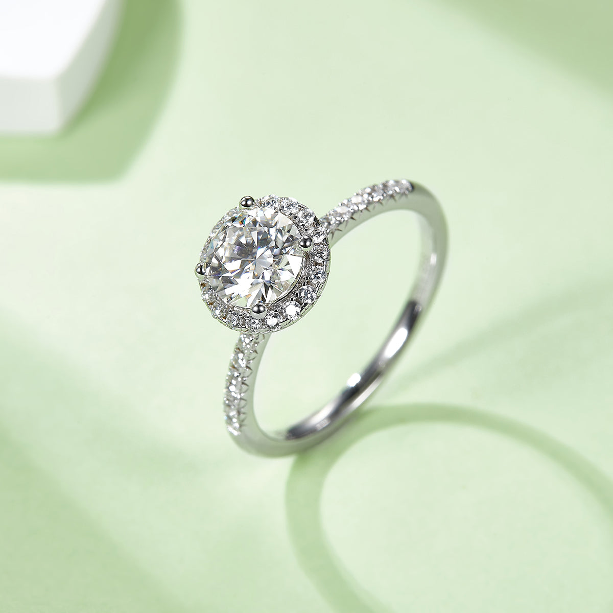 1.0 CT D Color Bezel Set Moissanite Classic Ring in White Gold Plated Sterling Silver#7