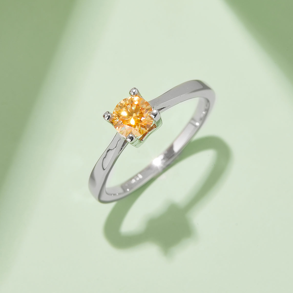 0.5 CT D Color Moissanite Classic Luxury Letter Straight Shank Ring in White Gold Plated Sterling Silver#9