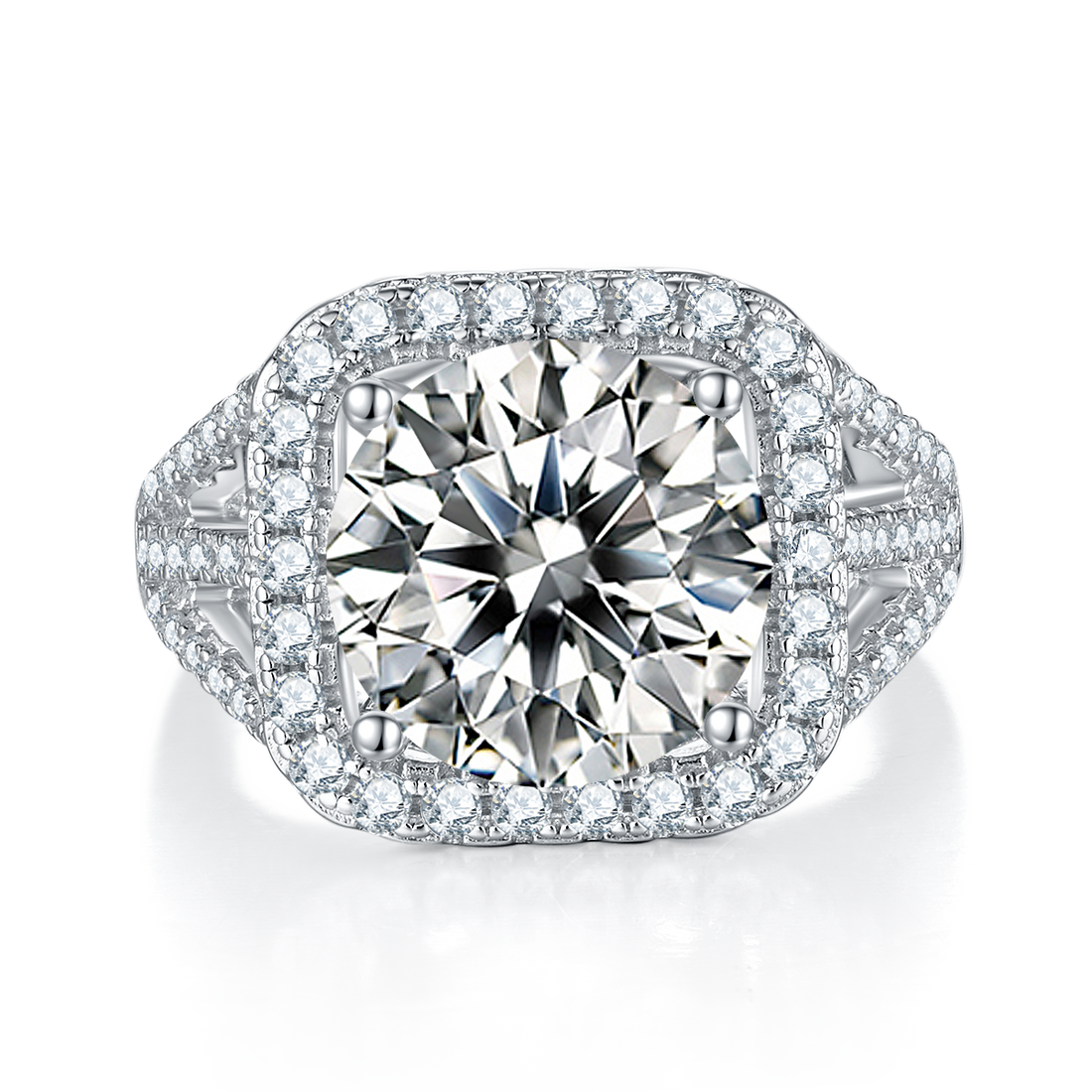 5.0 CT D Color Square Bezel Set Moissanite Classic Ring in White Gold Plated Sterling Silver#2