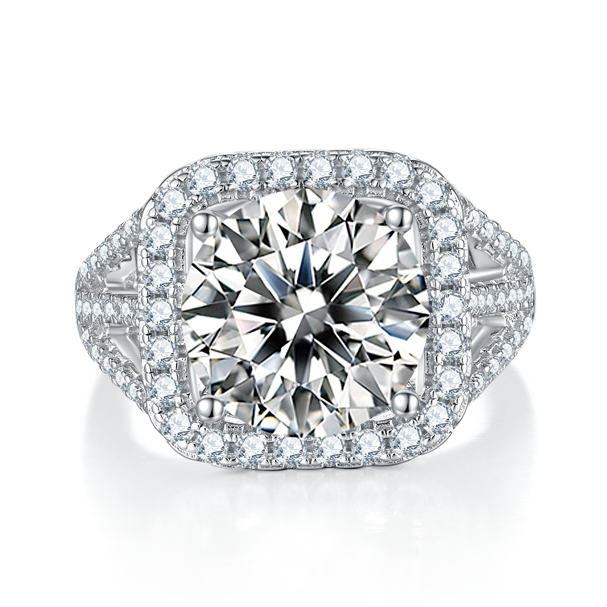 5.0 CT D Color Square Bezel Set Moissanite Classic Ring in White Gold Plated Sterling Silver#2