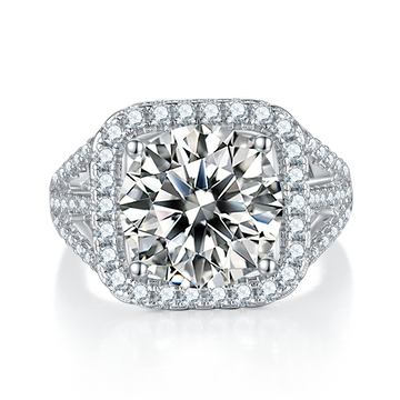 5.0 CT D Color Square Bezel Set Moissanite Classic Ring in White Gold Plated Sterling Silver#2