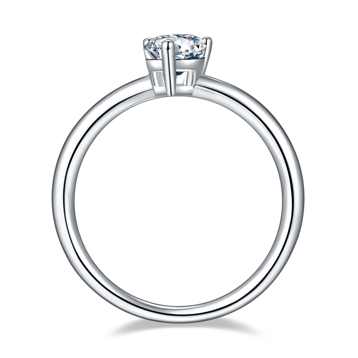 1.0 CT D Color Pear Cut Moissanite Classic Ring in White Gold Plated Sterling Silver#7