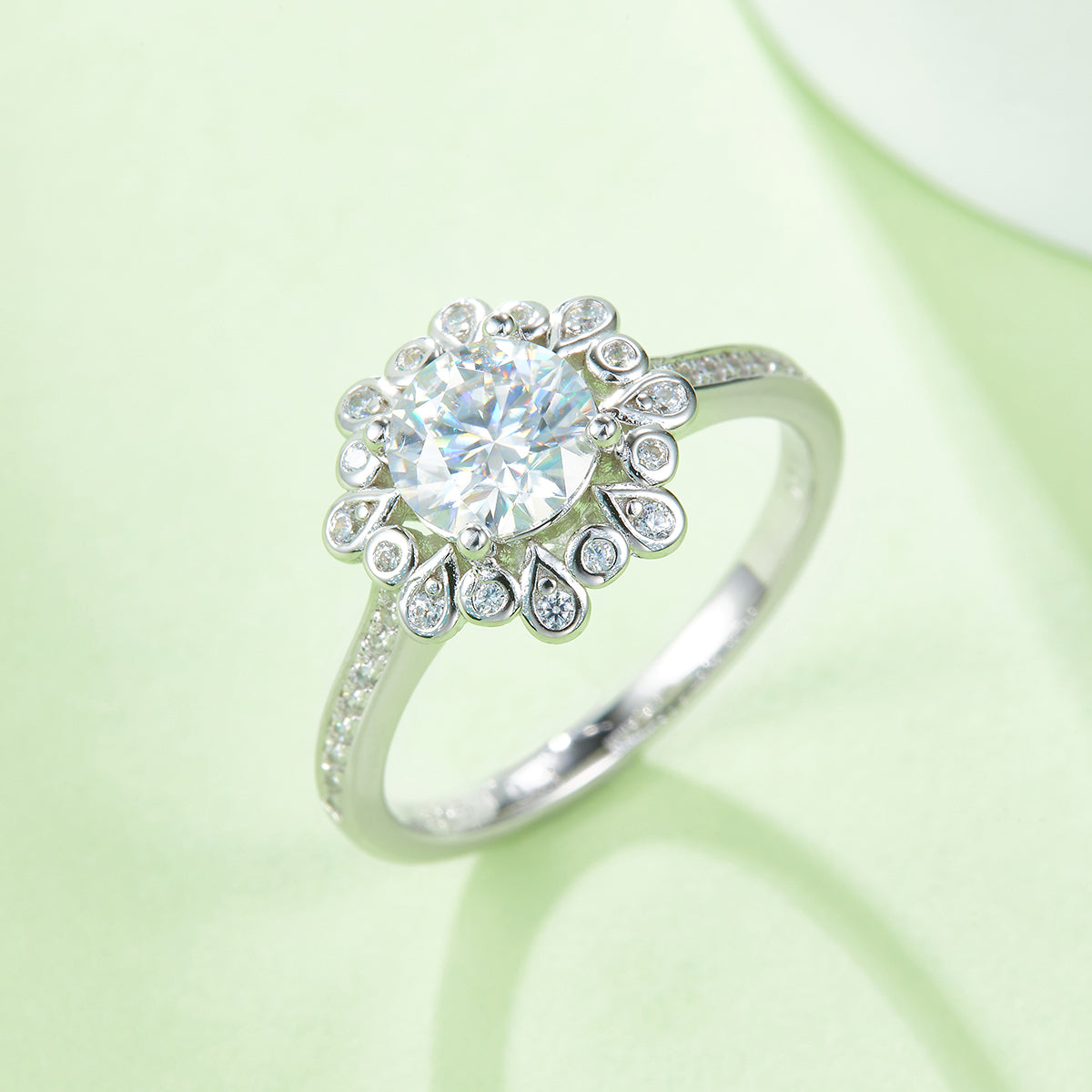 1.0 CT D Color Moissanite Ethereal Gown Ring in White Gold Plated Sterling Silver#7
