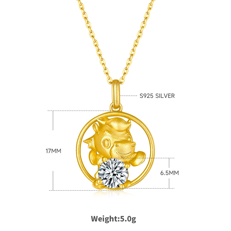 1.0 CT Moissanite Chinese Zodiac Horse Necklace in Sterling Silver#1