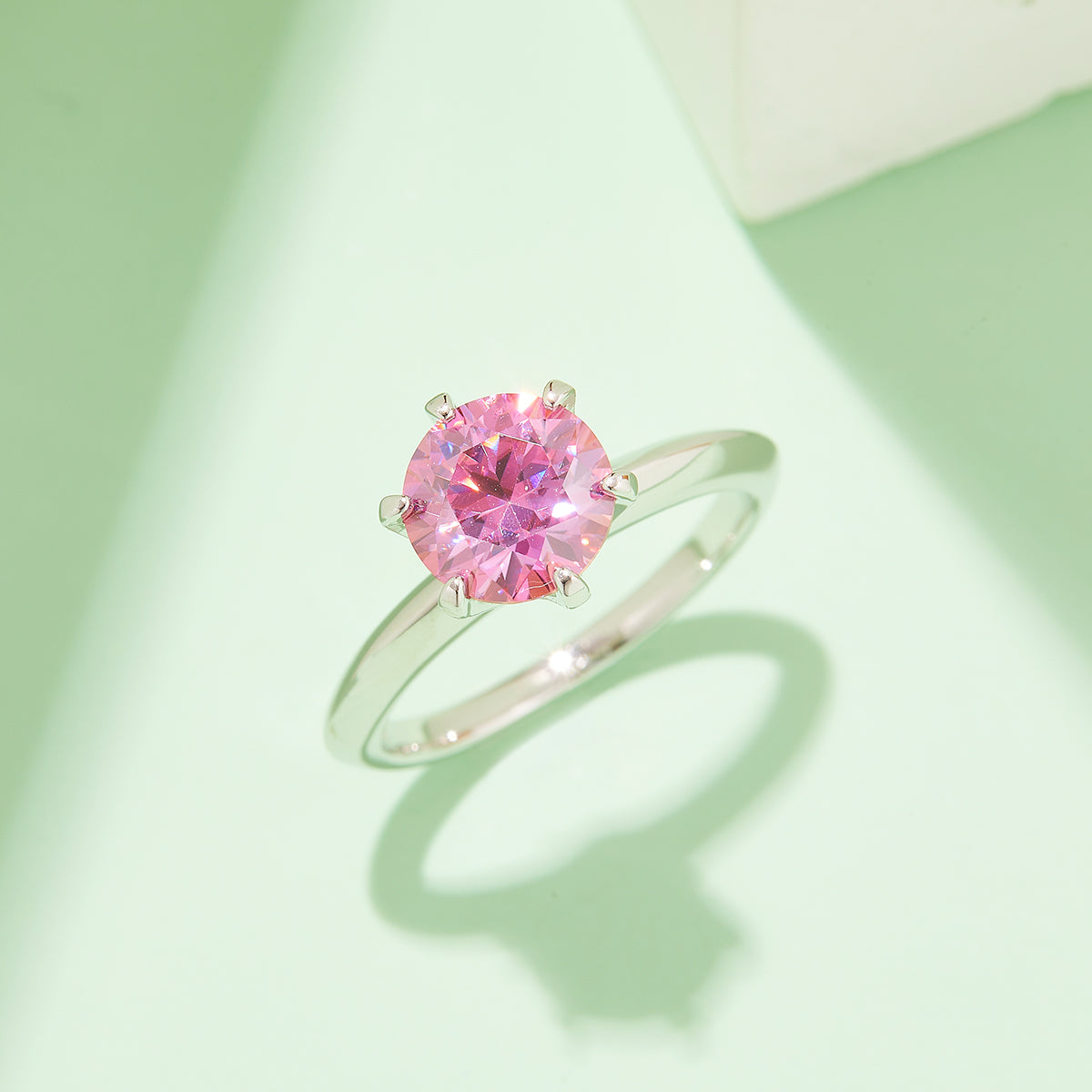 2.0 CT D Color Moissanite 6-Prong Classic Plain Shank Ring in White Gold Plated Sterling Silver#8