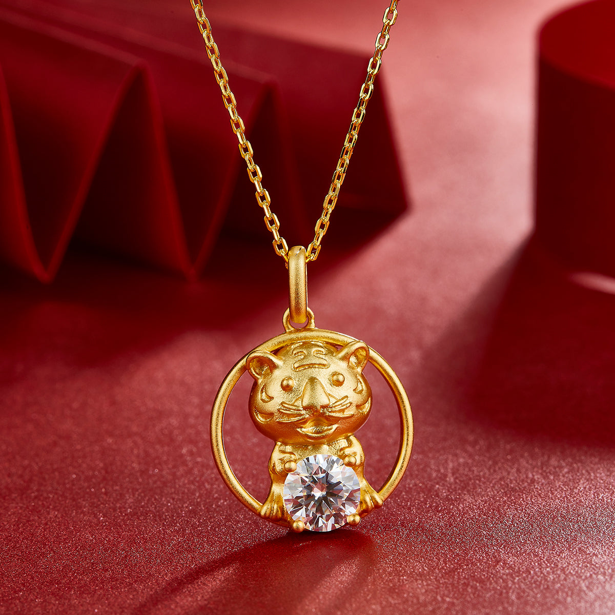 1.0 CT Moissanite Chinese Zodiac Tiger Necklace in Sterling Silver#2