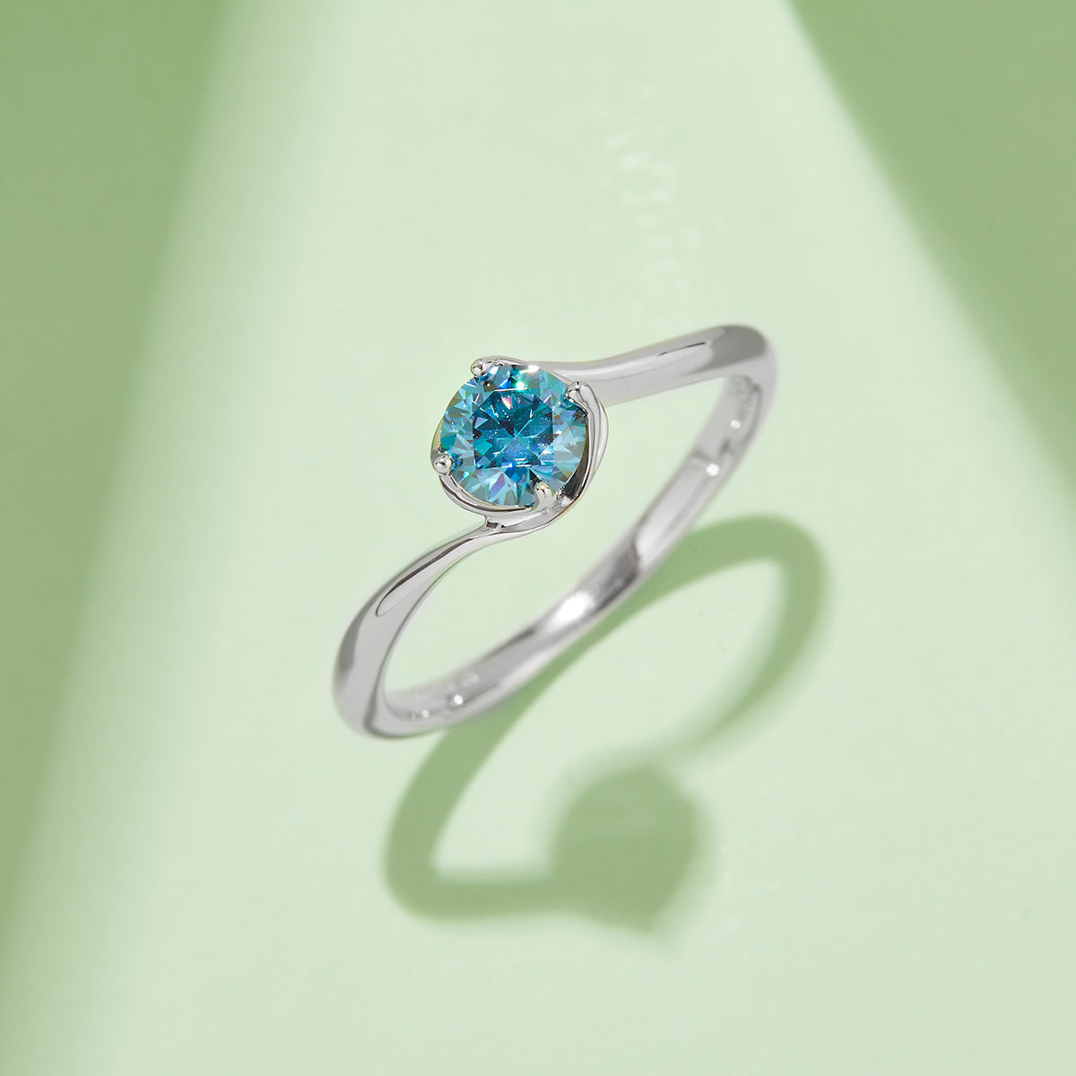 0.5 CT D Color Moissanite Flower Bud Twisted Shank Ring in White Gold Plated Sterling Silver#10