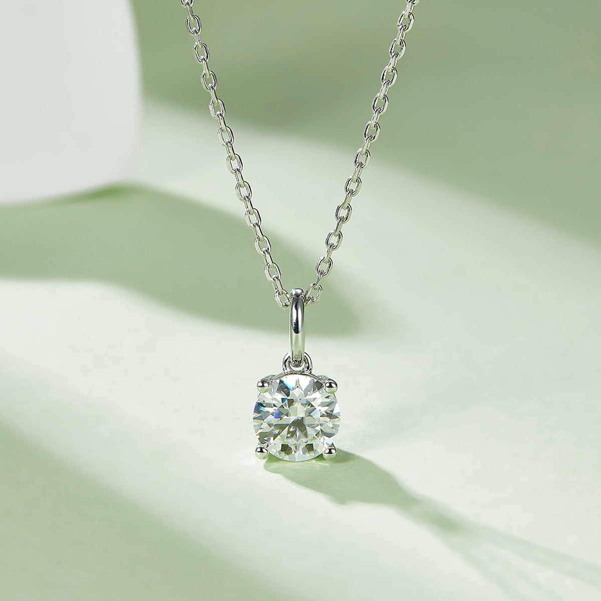 Round Cut Moissanite Classic Pendant & Stud Earrings Set in White Gold Plated Sterling Silver#9