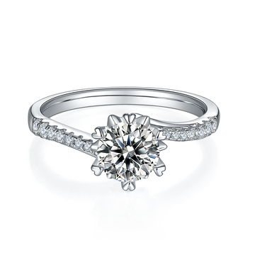 1.0 CT D Color Moissanite Pave Snowflake Twisted Shank Ring in White Gold Plated Sterling Silver#5