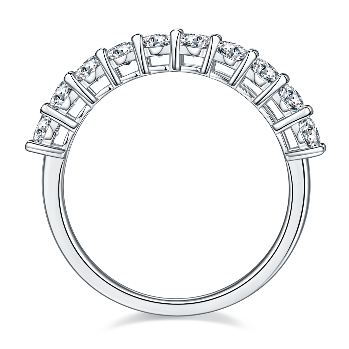 1.0 CT D Color Round Cut Moissanite Custom Eternity Band in White Gold Plated Sterling Silver#2