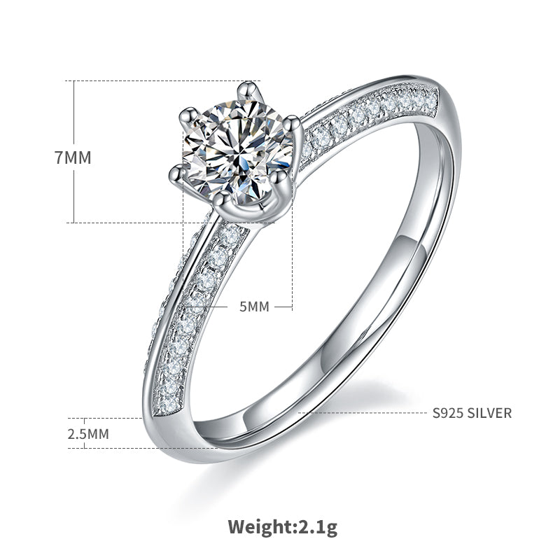 0.5 CT D Color Moissanite Majestic Halo Straight Shank Ring in White Gold Plated Sterling Silver#4