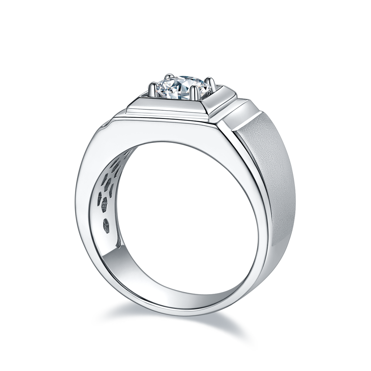 1.0 CT D Color Moissanite Charismatic Men's Band in White Gold Plated Sterling Silver#6
