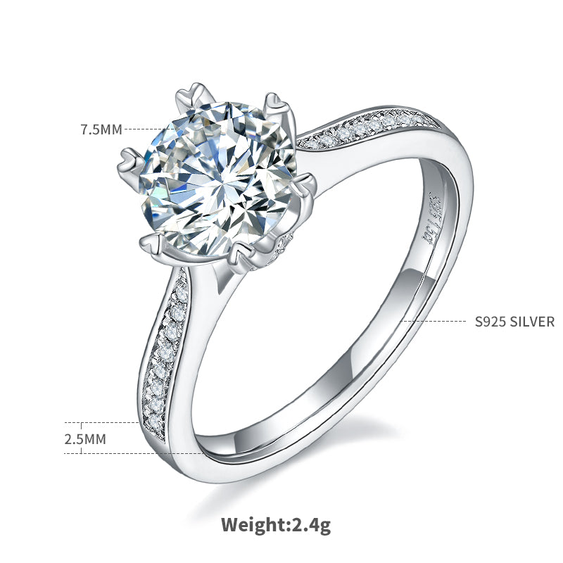 1.5 CT D Color Moissanite Spinning Fortune Custom Ring in White Gold Plated Sterling Silver#4