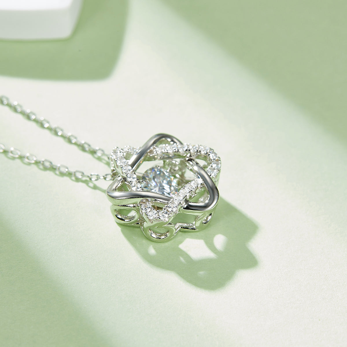 0.5 CT D Color Dancing Hexagram Moissanite Necklace in White Gold Plated Sterling Silver#4