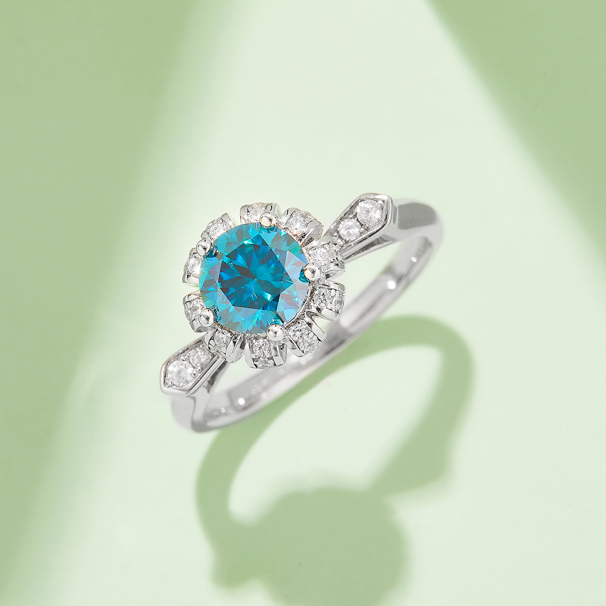 1.0 CT D Color Moissanite Alluring Custom Ring in White Gold Plated Sterling Silver#10