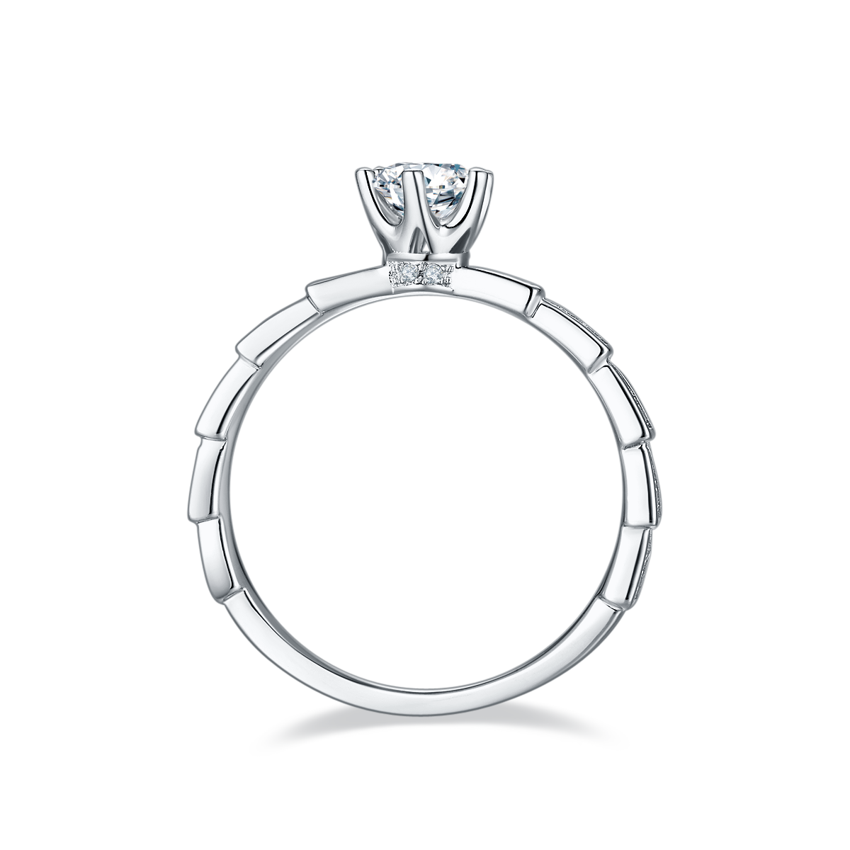 0.5 CT D Color Moissanite Pave Mechanical Snake Ring in White Gold Plated Sterling Silver#6