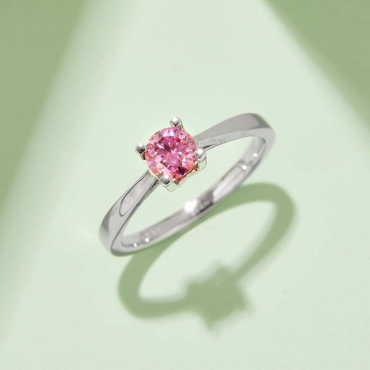 0.5 CT D Color Moissanite Classic Luxury Letter Straight Shank Ring in White Gold Plated Sterling Silver#8