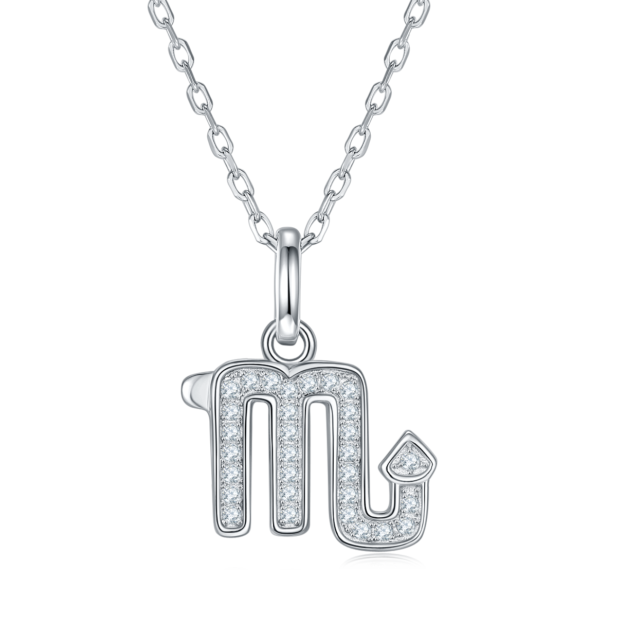 Moissanite Scorpio Zodiac Necklace in Sterling Silver#2