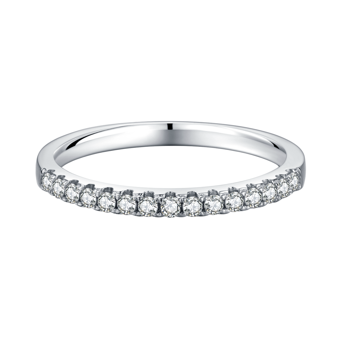 0.33 CT D Color Moissanite Melee Straight Row Ring Guard in White Gold Plated Sterling Silver#2