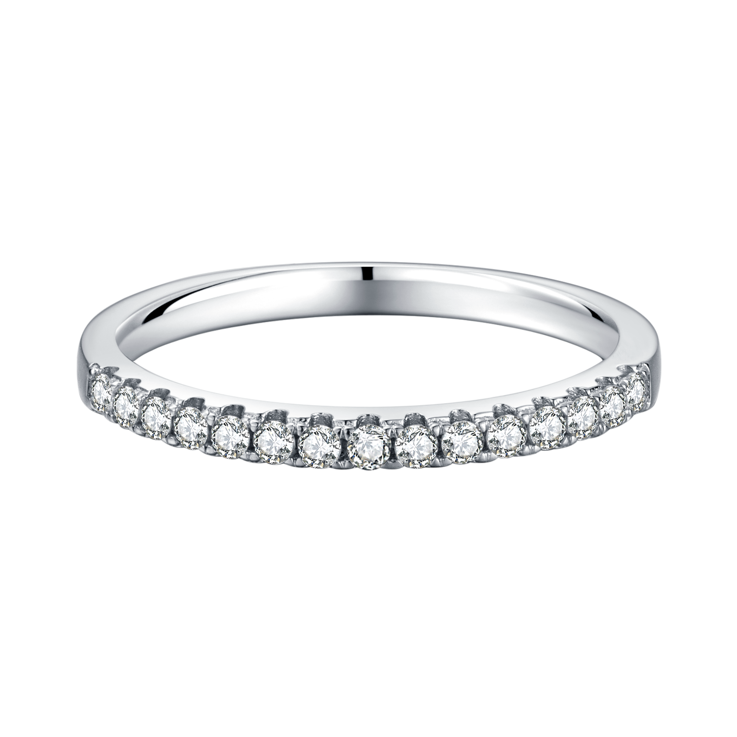 0.33 CT D Color Moissanite Melee Straight Row Ring Guard in White Gold Plated Sterling Silver#2