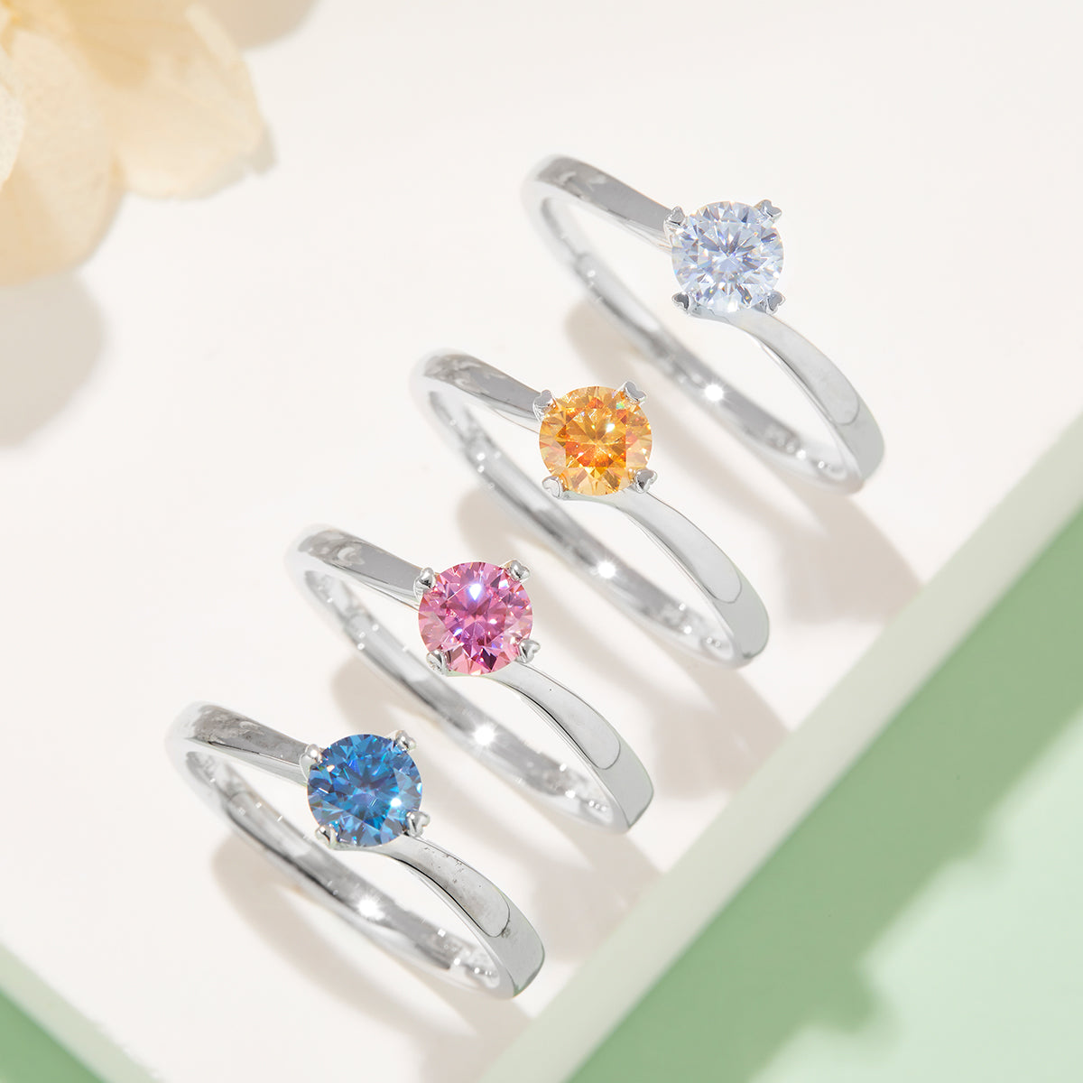 0.5 CT D Color Moissanite 4-Prong Twisted Shank Ring in White Gold Plated Sterling Silver#11