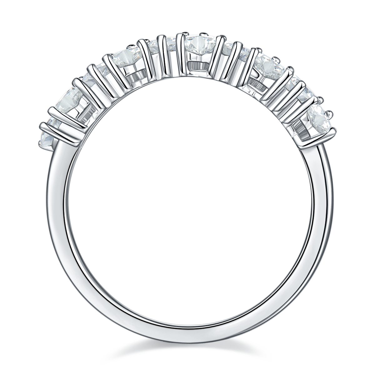 1.0 CT D Color Heart Cut Moissanite Custom Eternity Band in White Gold Plated Sterling Silver#2