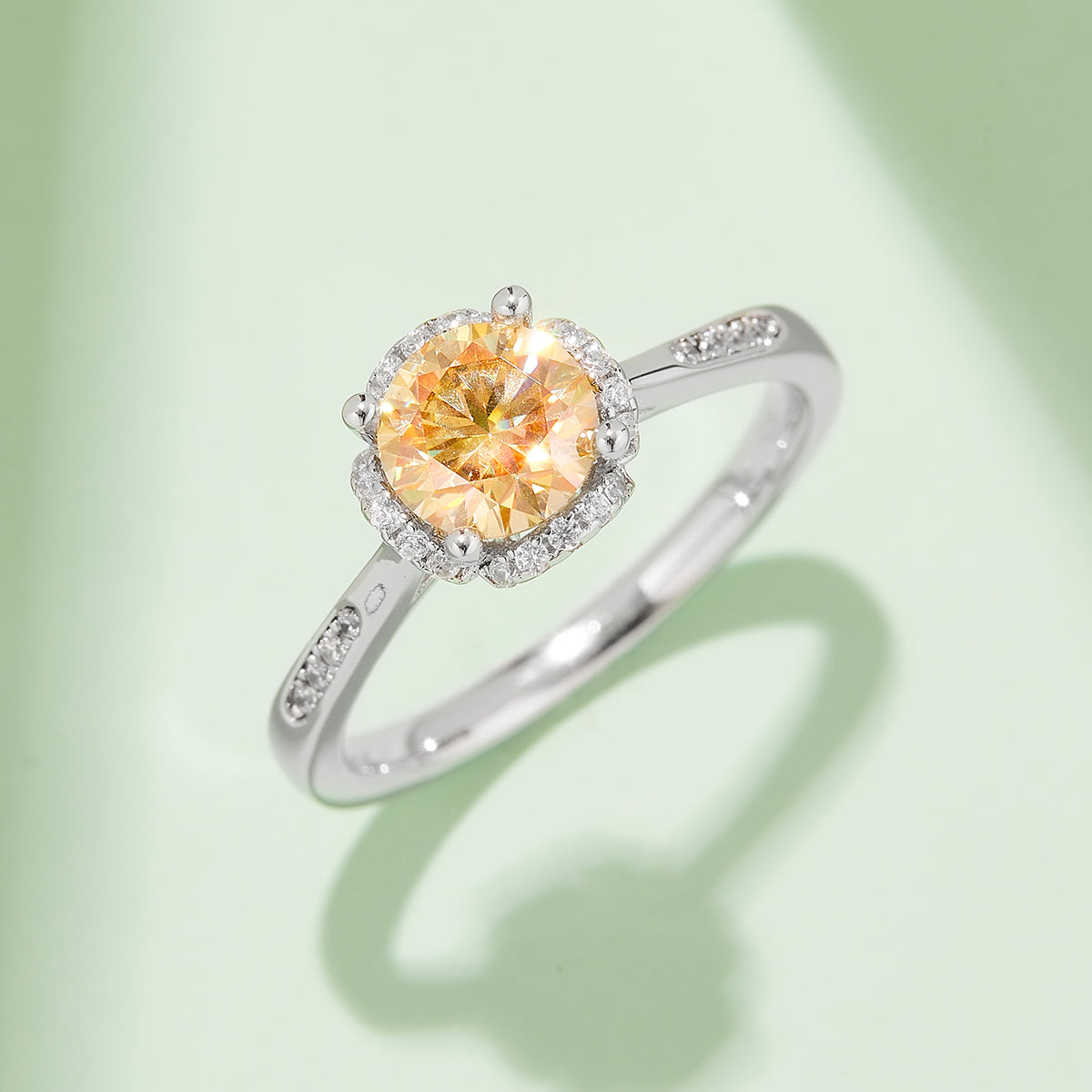 1.0 CT D Color Moissanite Pave In the Mood for Love Ring in White Gold Plated Sterling Silver#9