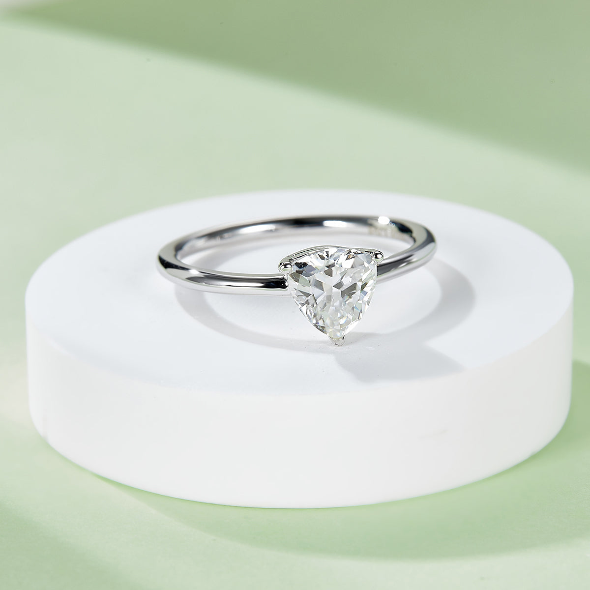 1.0 CT D Color Trillion Cut Moissanite Classic Ring in White Gold Plated Sterling Silver#4