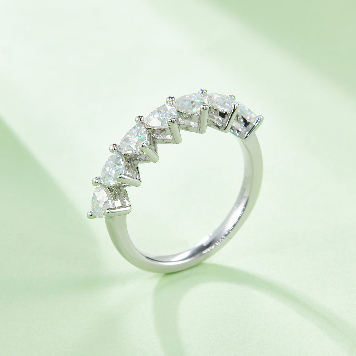 2.1 CT D Color Trillion Cut Moissanite Eternity Band in White Gold Plated Sterling Silver#5