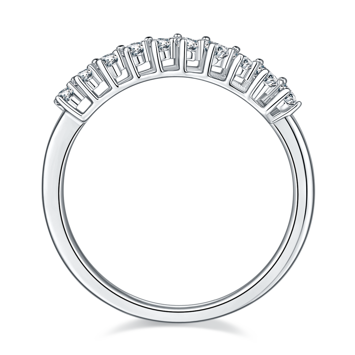 1.0 CT D Color Pear Cut Moissanite Custom Eternity Band in White Gold Plated Sterling Silver#3