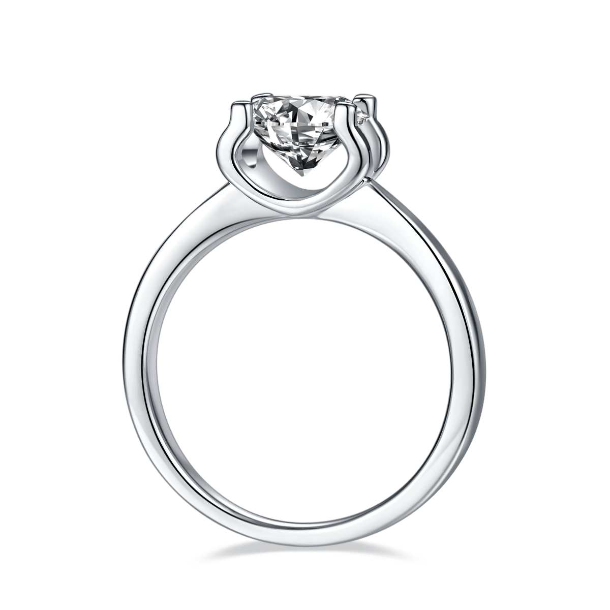1.5 CT D Color Moissanite Peg Head Classic Ring in White Gold Plated Sterling Silver#6