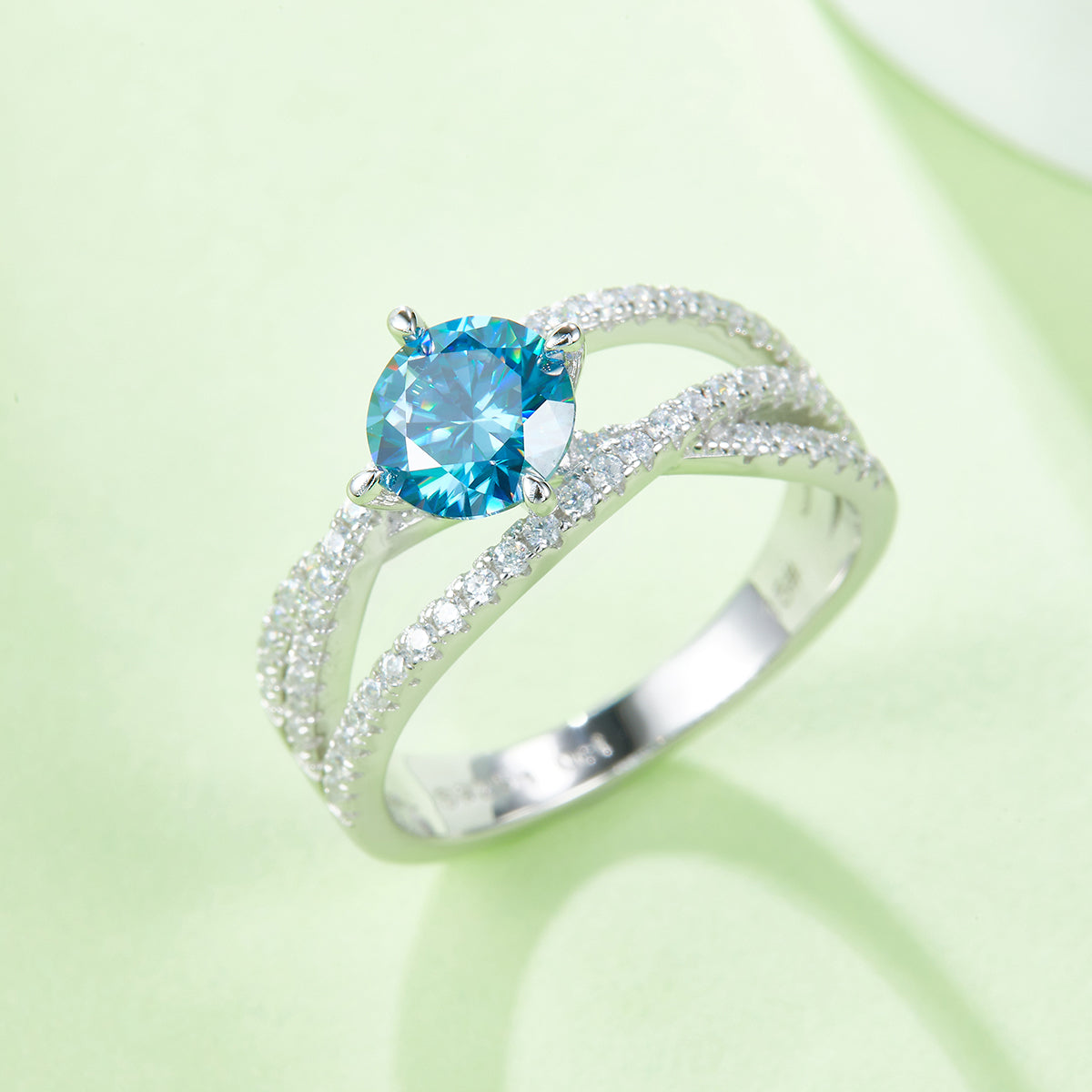 1.0 CT D Color Moissanite Past Present Future Ring in White Gold Plated Sterling Silver#10