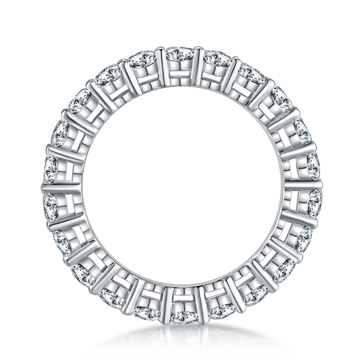 2.4 CT D Color Round Cut Moissanite Full Eternity Custom Ring in White Gold Plated Sterling Silver#3
